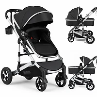 Kinder King Cozi 2 Convertible Baby Stroller, Folding High Landscape Design with Adjustable Canopy and Diaper Bag,