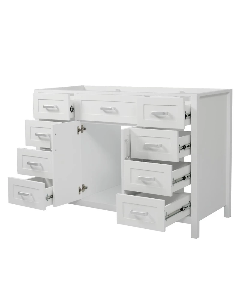 Sillysis 47 Inch Bathroom Vanity Cabinet, Freestanding Storage with Soft Close Drawers, Solid Wood Base for Modern Bathroom