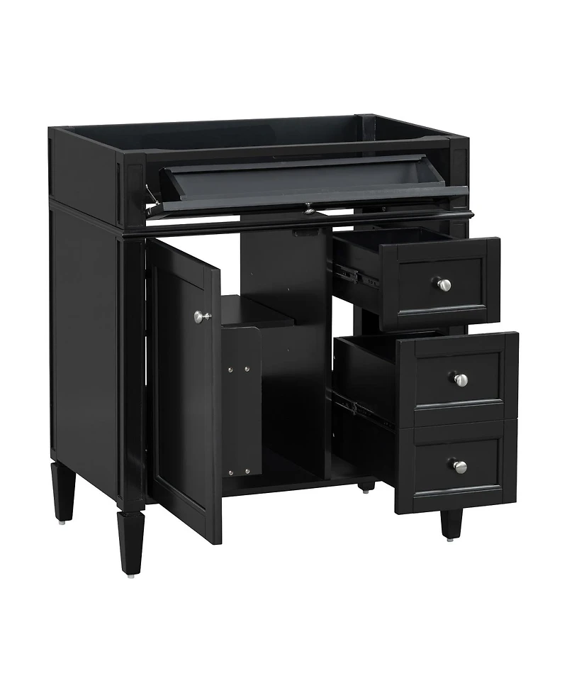 Sillysis 29.3 Inch Modern Solid Wood Mdf, Tip-Out Drawer, Adjustable Shelf, Roman Legs for Small Bathroom