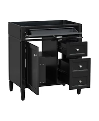 Sillysis 29.3 Inch Modern Solid Wood Mdf, Tip-Out Drawer, Adjustable Shelf, Roman Legs for Small Bathroom