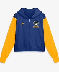 Nike Women's Royal/Gold Milwaukee Brewers Cooperstown Collection Cropped Full-Zip Hoodie