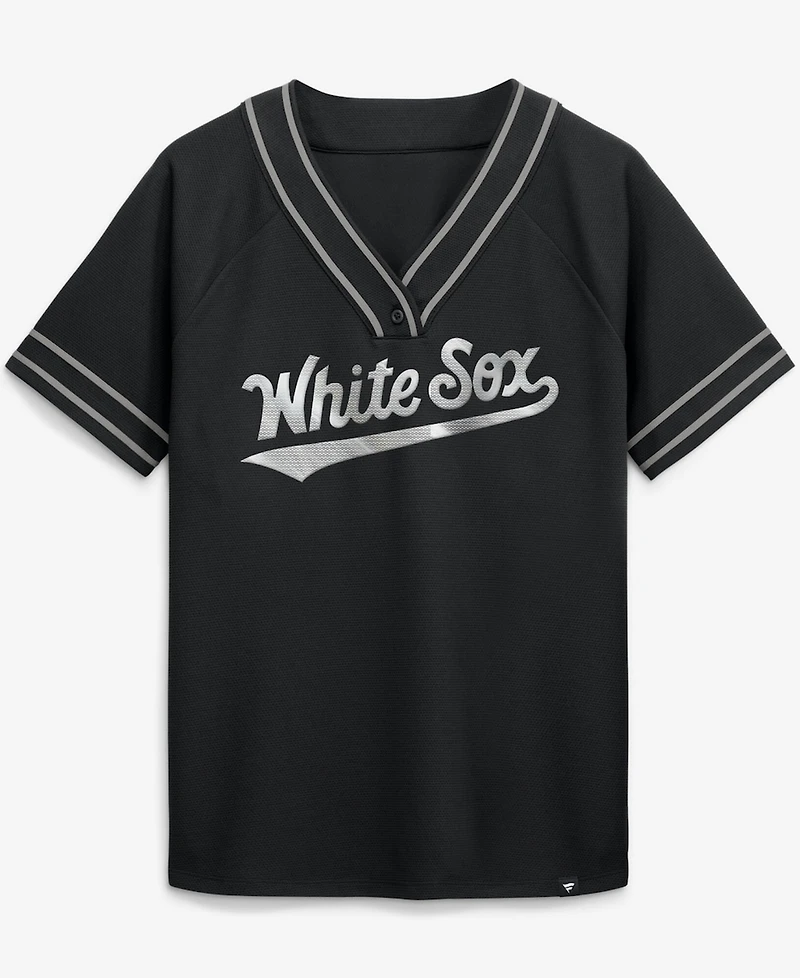 Fanatics Women's Black Chicago White Sox Diva Race Ahead Raglan V-Neck T-Shirt