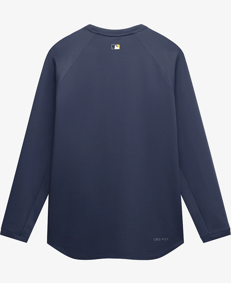 Nike Men's Navy Milwaukee Brewers Authentic Collection Raglan Dri-fit Sweatshirt