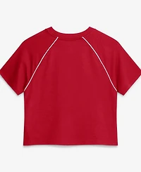 Fanatics Women's Scarlet San Francisco 49ers Offensive Scheme Raglan Tri-Blend Cropped Top