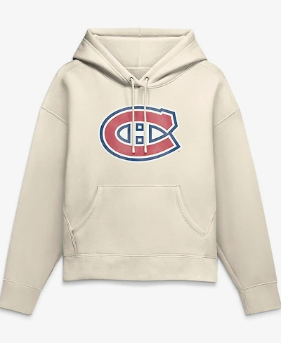 Fanatics Women's Cream Montreal Canadiens Elevated Distressed Logo Hoodie