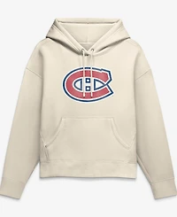 Fanatics Women's Cream Montreal Canadiens Elevated Distressed Logo Hoodie