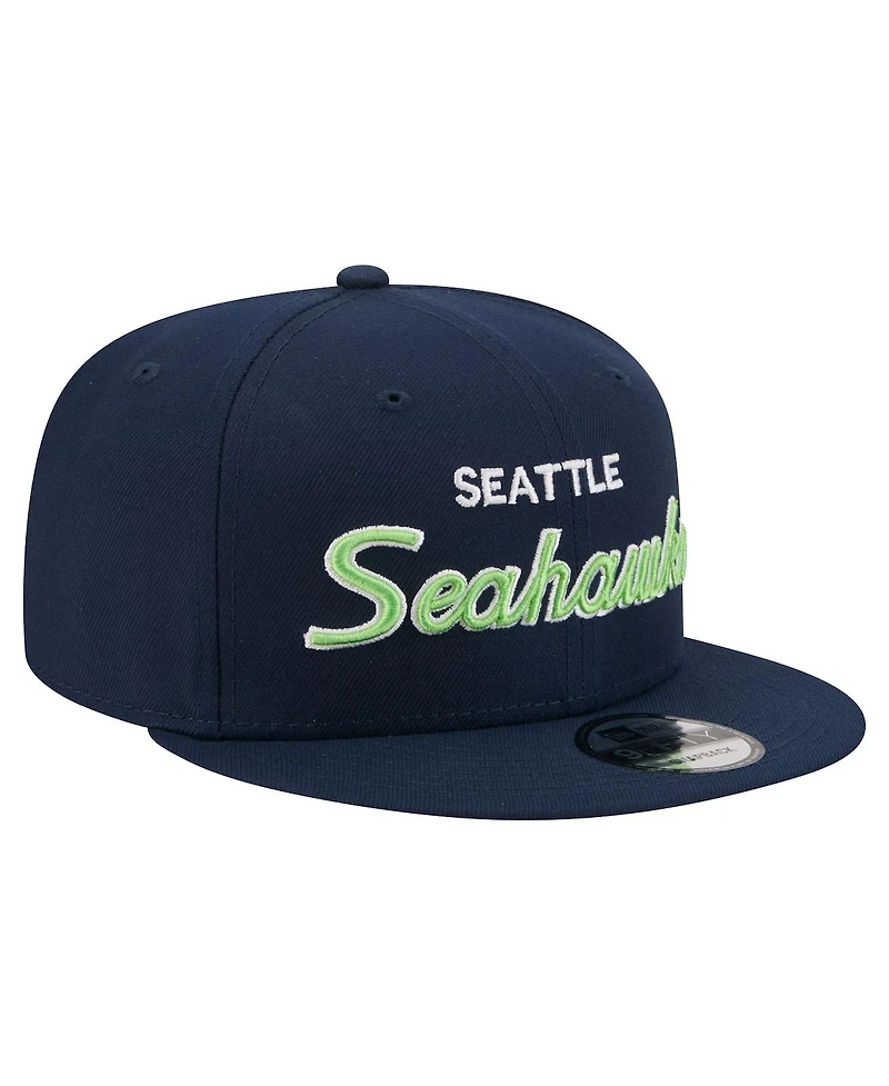 New Era Men's College Navy Seattle Seahawks Core Team Script 9FIFTY Snapback Hat