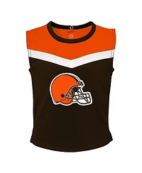Outerstuff Girls Toddler Brown Cleveland Browns Spirit Cheer Two-Piece Cheerleader Set with Bloomers