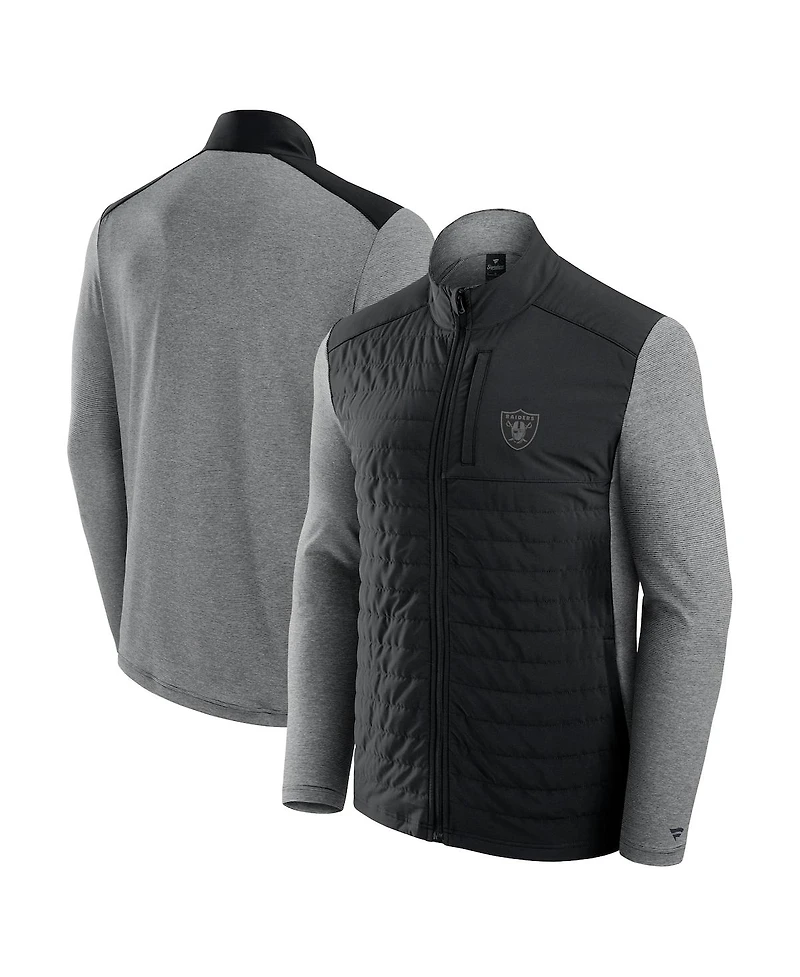 Fanatics Men's and Women's Black/Heather Gray Las Vegas Raiders Front Office Tonal Full-Zip Jacket