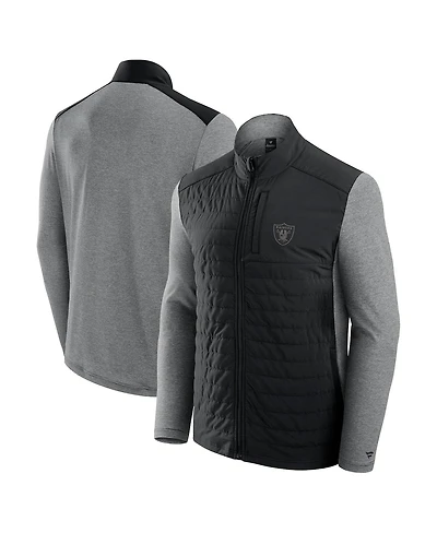 Fanatics Men's and Women's Black/Heather Gray Las Vegas Raiders Front Office Tonal Full-Zip Jacket