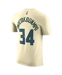 Nike Men's and Women's Giannis Antetokounmpo Cream Milwaukee Bucks 2025/26 City Edition Name Number T-Shirt