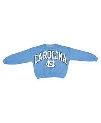 Pressbox Women's Light Blue North Carolina Tar Heels Oversized Janice Waist-Length Sweatshirt