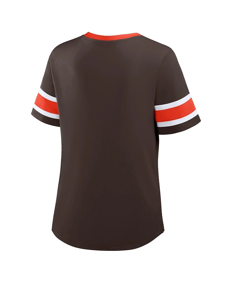 Fanatics Women's Brown Cleveland Browns Redzone Draw Play Athena Lace-Up T-Shirt