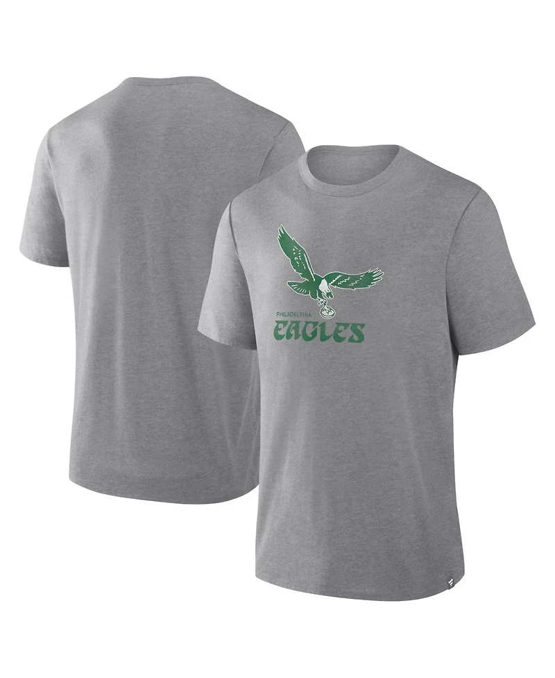 Fanatics Men's Heather Gray Philadelphia Eagles Vintage Heritage Tribute Tri-Blend T-Shirt