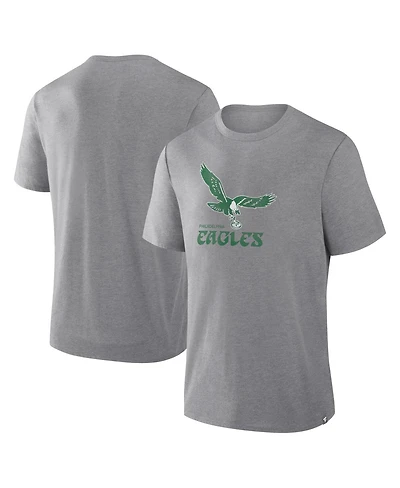 Fanatics Men's Heather Gray Philadelphia Eagles Vintage Heritage Tribute Tri-Blend T-Shirt
