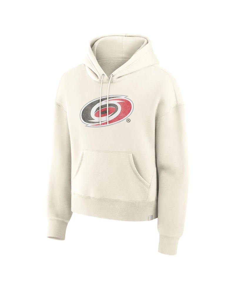 Fanatics Women's Cream Carolina Hurricanes Distressed Logo Hoodie