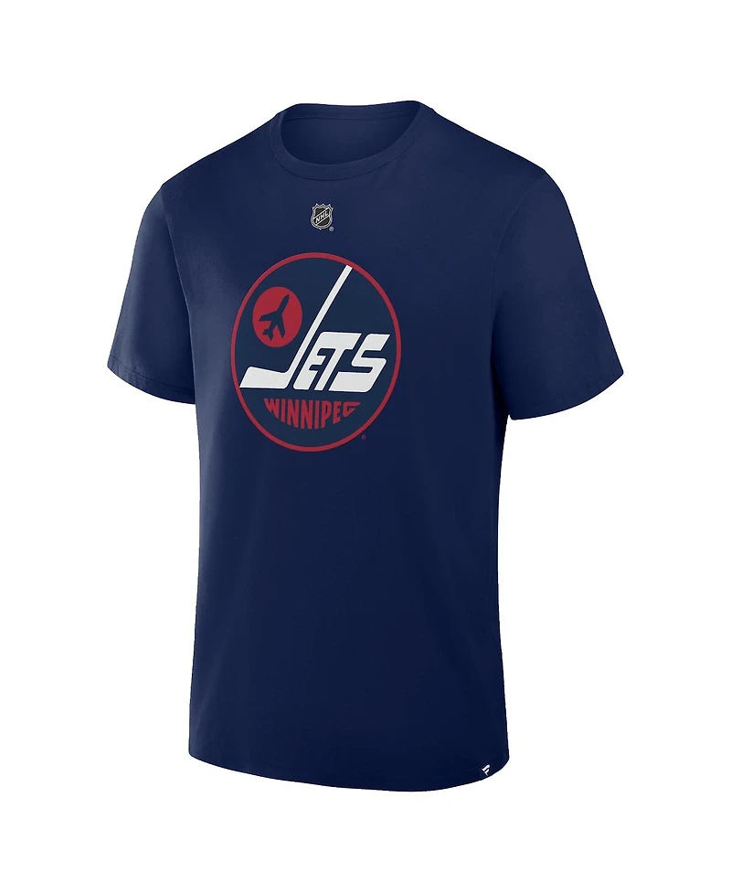 Fanatics Men's Connor Hellebuyck Navy Winnipeg Jets Authentic Stack Name Number T-Shirt