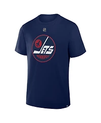 Fanatics Men's Connor Hellebuyck Navy Winnipeg Jets Authentic Stack Name Number T-Shirt