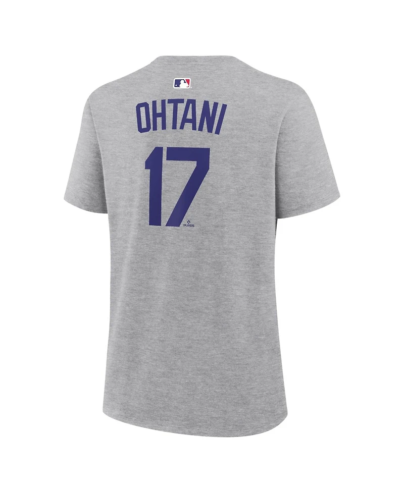 Nike Women's Shohei Ohtani Heather Gray Los Angeles Dodgers Name Number T-Shirt