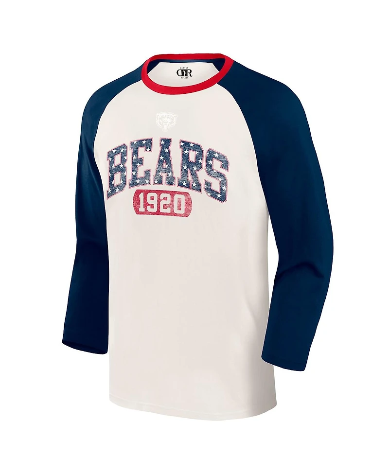 Fanatics Men's White/Navy Chicago Bears Americana 3/4 Sleeve Raglan T-Shirt