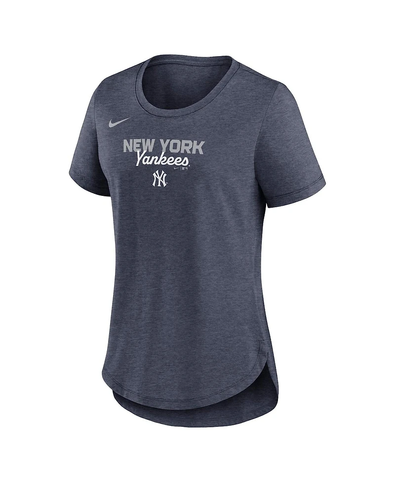 Nike Women's Heather Navy New York Yankees Arched Tri-Blend T-Shirt