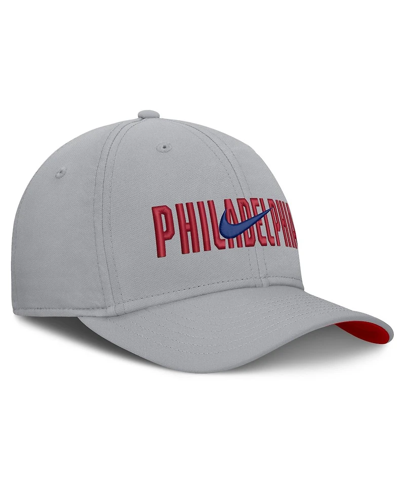 Nike Men's Gray Philadelphia Phillies Primetime Rise Dri-fit Flex Hat