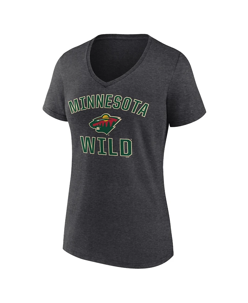 Logo Athletic Women's Heather Charcoal Minnesota Wild Arch Victory V-Neck T-Shirt