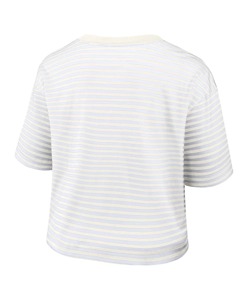 Nike Women's White/Cream Buffalo Bills Striped Cropped T-Shirt