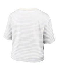 Nike Women's White/Cream Buffalo Bills Striped Cropped T-Shirt