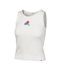 '47 Brand Women's Cream New York Yankees Floral Logo Ribbed Baby Tank Top