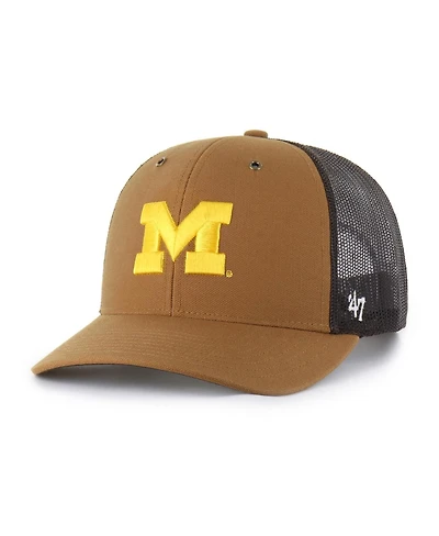 '47 Brand X Carhartt Men's and Women's Brown Michigan Wolverines Trucker Adjustable Hat