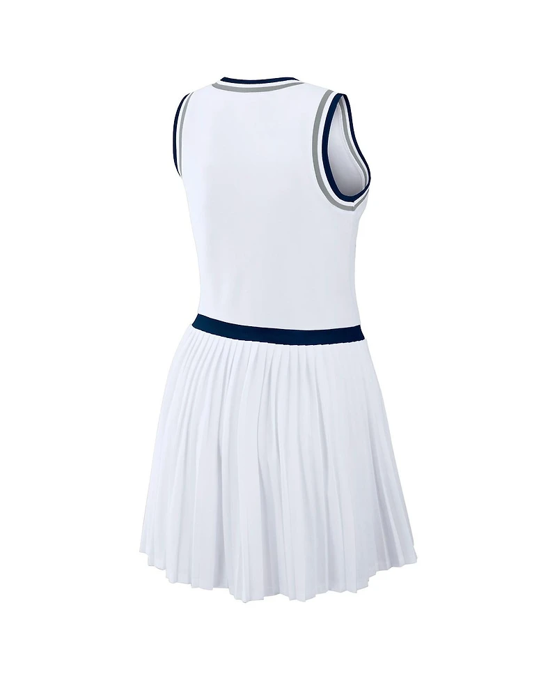 Wear by Erin Andrews Women's White New York Yankees Zip-Front Pleated Tri-Blend Scoop Neck Tank Dress