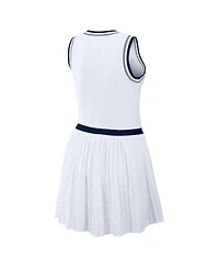Wear by Erin Andrews Women's White New York Yankees Zip-Front Pleated Tri-Blend Scoop Neck Tank Dress