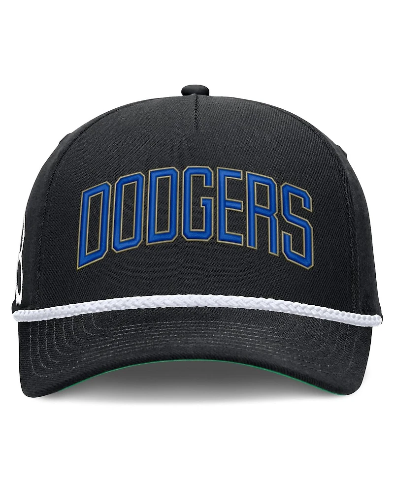 Nike Men's Black Brooklyn Dodgers Cooperstown Collection Rise Adjustable Hat