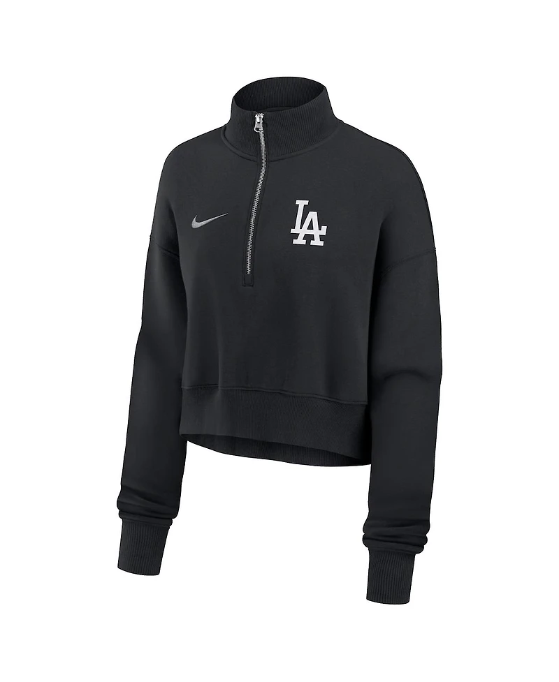 Nike Women's Black Los Angeles Dodgers Primetime Phoenix Fleece Half-Zip Sweatshirt