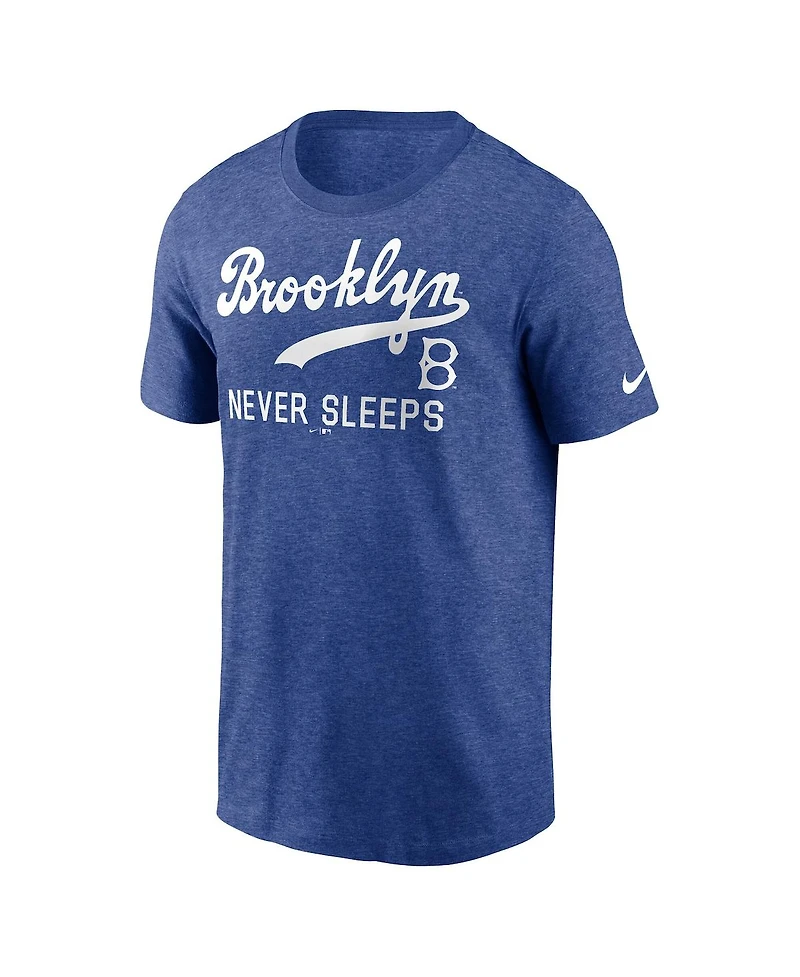 Nike Men's Heather Royal Brooklyn Dodgers Brooklyn Never Sleeps Tri-Blend T-Shirt