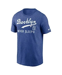 Nike Men's Heather Royal Brooklyn Dodgers Brooklyn Never Sleeps Tri-Blend T-Shirt