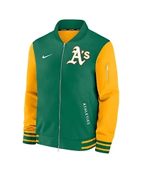 Nike Men's Kelly Green Athletics Authentic Collection Dugout Relaxed Full-Zip Bomber Jacket