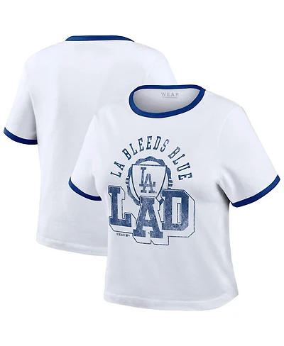 Wear by Erin Andrews Women's White Los Angeles Dodgers Ringer Baby T-Shirt