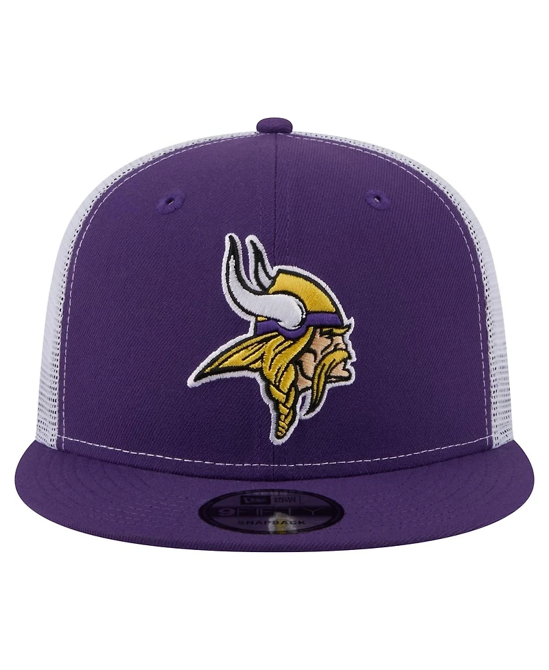 New Era Men's Purple Minnesota Vikings Core Team 9FIFTY Trucker Snapback Hat