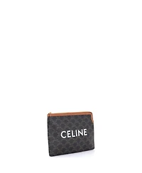 Pre-Owned Celine Small Logo Zip Wristlet Pouch Triomphe Coated Canvas