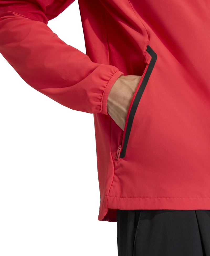 Adidas Men's Light Red D.c. United Tiro Travel Full-Zip Hooded Windbreaker