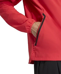 Adidas Men's Light Red D.c. United Tiro Travel Full-Zip Hooded Windbreaker