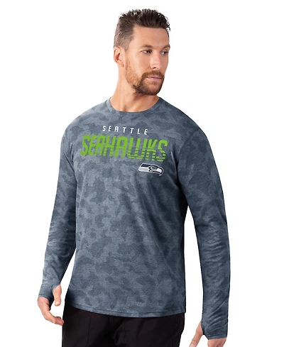 Msx by Michael Strahan Men's Navy Seattle Seahawks Performance Camo Long Sleeve T-Shirt