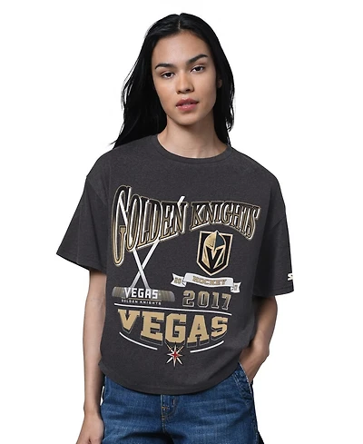 Starter Women's Heather Black Vegas Golden Knights Oversized Hall of Fame T-Shirt