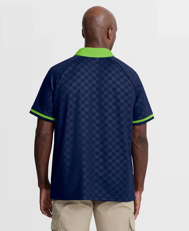 Fanatics Men's College Navy/Neon Green Seattle Seahawks Homerun Raglan V-Neck Polo Shirt