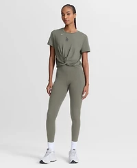 Nike Women's Olive Los Angeles Dodgers One Twist Dri-fit Cropped T-Shirt