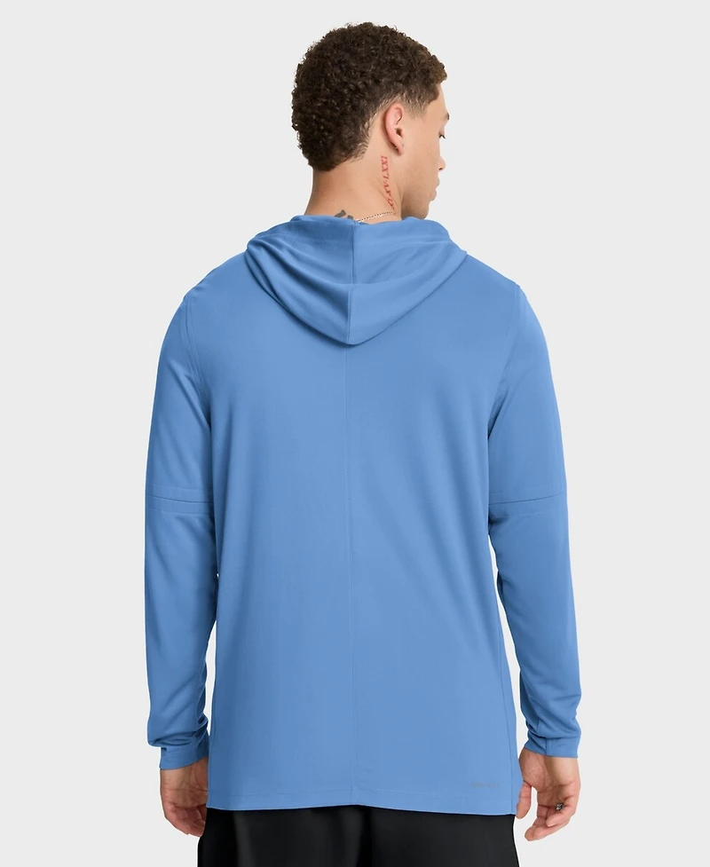 Nike Men's Light Blue Chicago Cubs Authentic Collection Dri-fit Long Sleeve Hooded T-Shirt