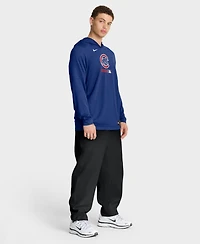 Nike Men's Royal Chicago Cubs Authentic Collection Dri-fit Long Sleeve Hooded T-Shirt