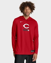 Nike Men's Red Cincinnati Reds Authentic Collection Dri-fit Long Sleeve Hooded T-Shirt
